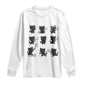 Funny Tennis Game Day Cat Long Sleeve Shirt Tennis Player Gift TS12 White Print Your Wear
