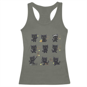Funny Tennis Game Day Cat Racerback Tank Top Tennis Player Gift TS12 Military Green Print Your Wear