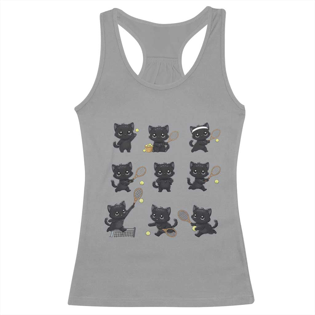 Funny Tennis Game Day Cat Racerback Tank Top Tennis Player Gift TS12 Sport Gray Print Your Wear