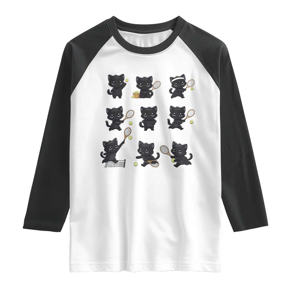 Funny Tennis Game Day Cat Raglan Shirt Tennis Player Gift TS12 White Black Print Your Wear