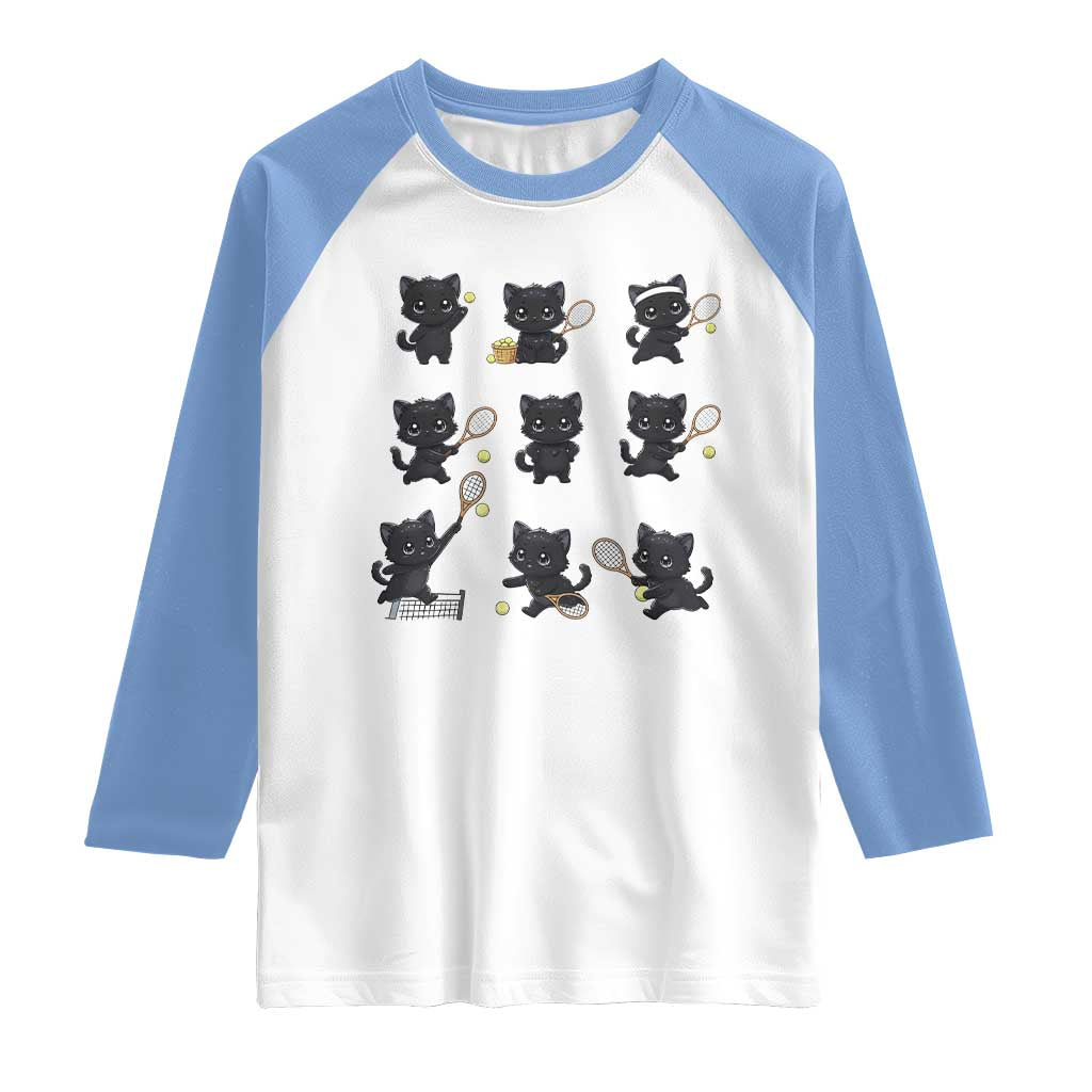 Funny Tennis Game Day Cat Raglan Shirt Tennis Player Gift TS12 White Carolina Blue Print Your Wear