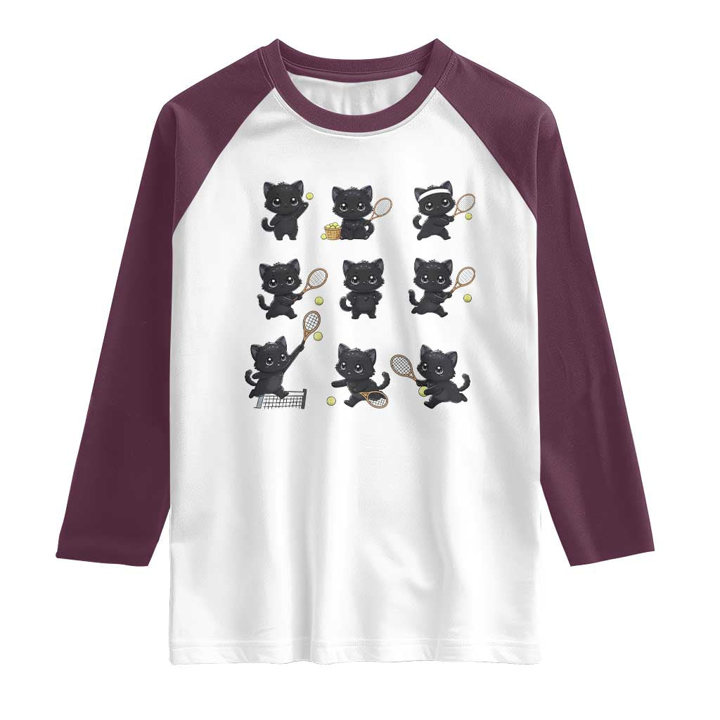 Funny Tennis Game Day Cat Raglan Shirt Tennis Player Gift TS12 White Maroon Print Your Wear