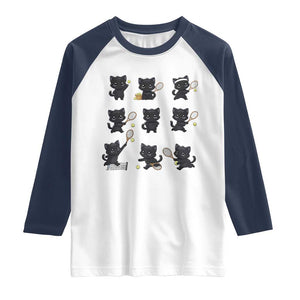 Funny Tennis Game Day Cat Raglan Shirt Tennis Player Gift TS12 White Navy Print Your Wear