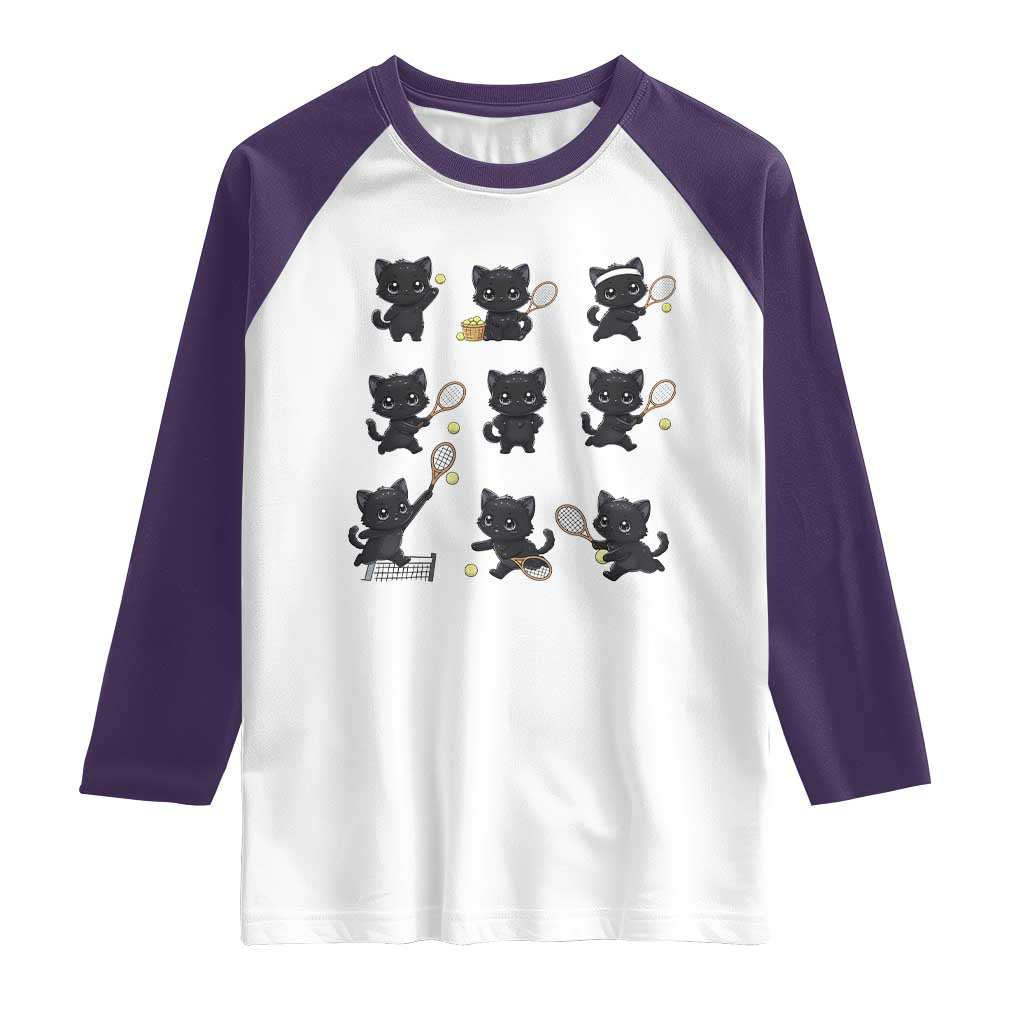 Funny Tennis Game Day Cat Raglan Shirt Tennis Player Gift TS12 White Purple Print Your Wear