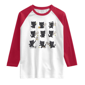 Funny Tennis Game Day Cat Raglan Shirt Tennis Player Gift TS12 White Red Print Your Wear