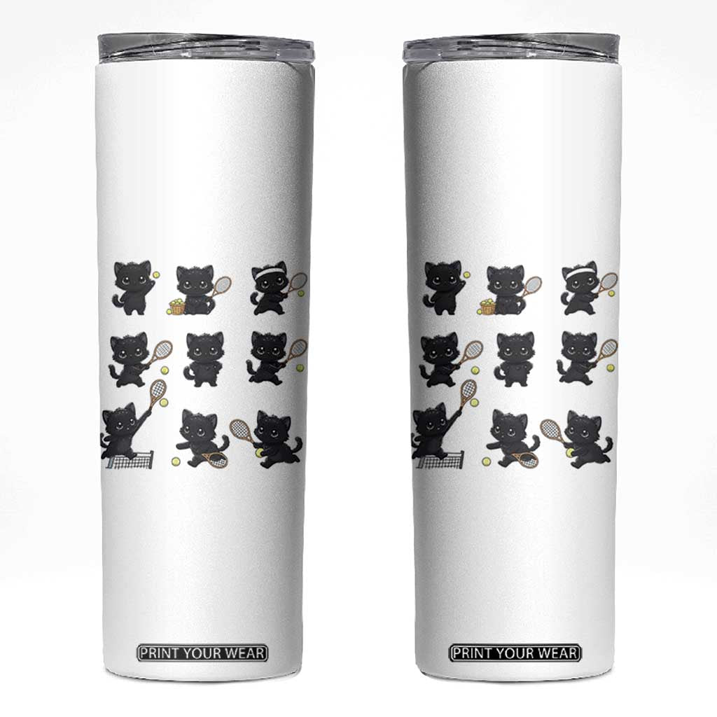 Funny Tennis Game Day Cat Skinny Tumbler Tennis Player Gift TS12 White Print Your Wear
