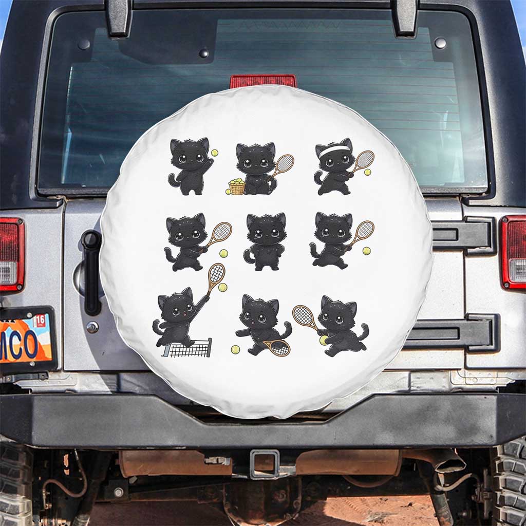 Funny Tennis Game Day Cat Spare Tire Cover Tennis Player Gift TS12 No hole White Print Your Wear