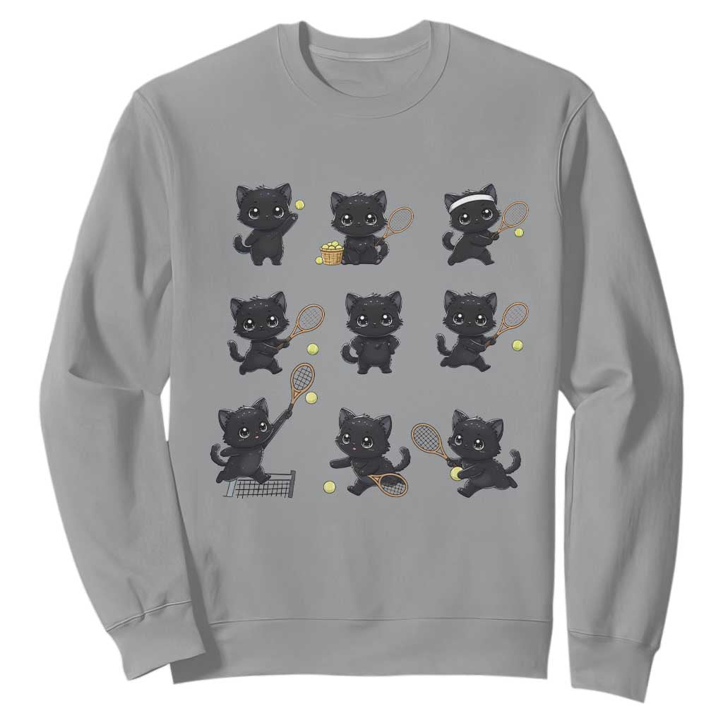 Funny Tennis Game Day Cat Sweatshirt Tennis Player Gift TS12 Sport Gray Print Your Wear
