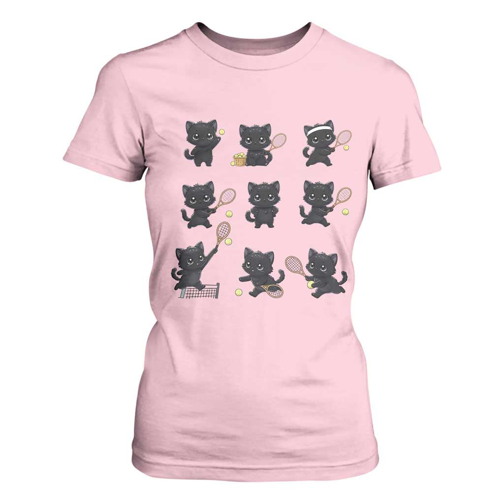 Funny Tennis Game Day Cat T Shirt For Women Tennis Player Gift TS12 Light Pink Print Your Wear