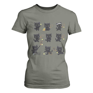 Funny Tennis Game Day Cat T Shirt For Women Tennis Player Gift TS12 Military Green Print Your Wear