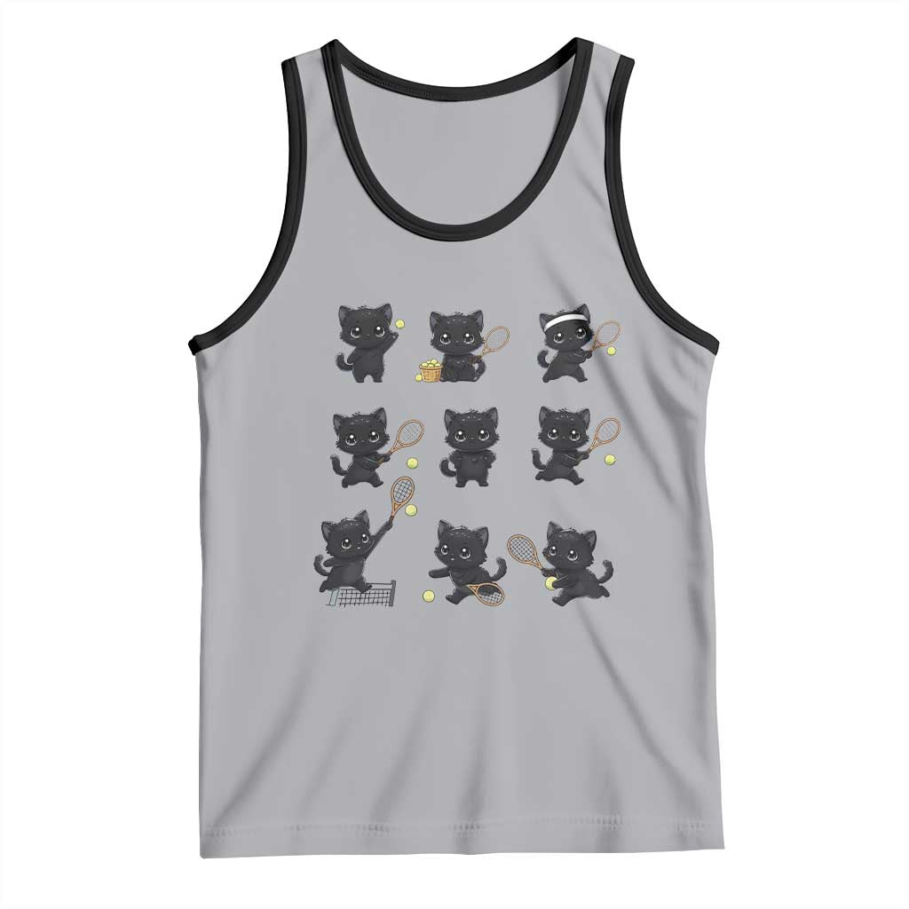 Funny Tennis Game Day Cat Tank Top Tennis Player Gift TS12 Athletic Heather Black Print Your Wear