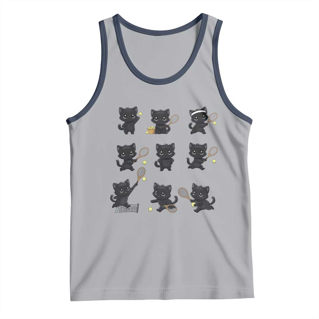 Funny Tennis Game Day Cat Tank Top Tennis Player Gift TS12 Athletic Heather Navy Print Your Wear
