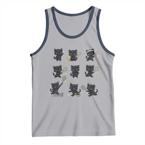 Funny Tennis Game Day Cat Tank Top Tennis Player Gift TS12 Athletic Heather Navy Print Your Wear