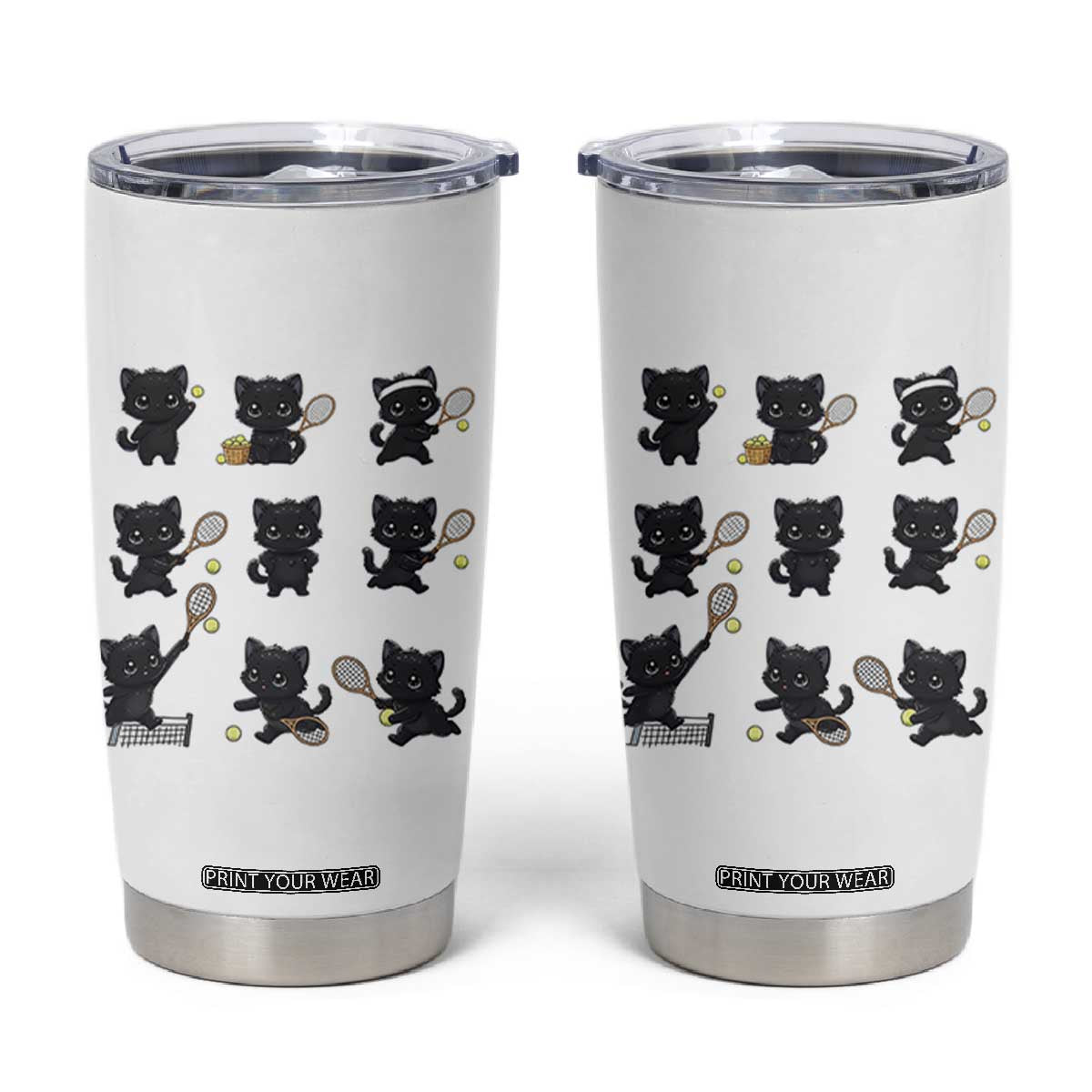 Funny Tennis Game Day Cat Tumbler Cup Tennis Player Gift TS12 White Print Your Wear