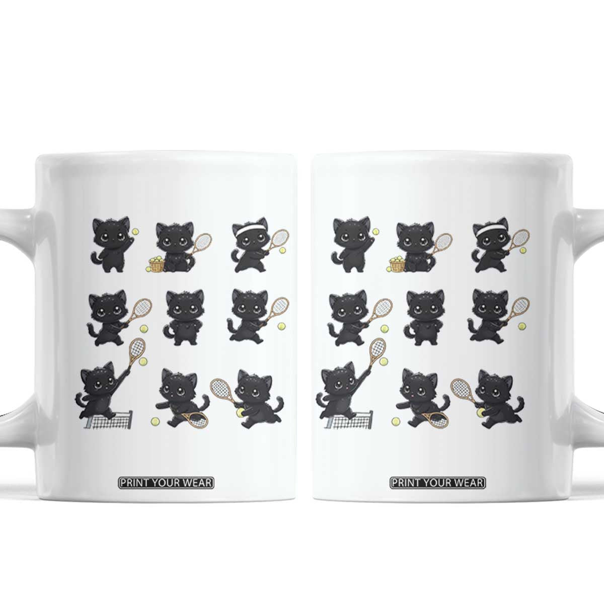 Funny Tennis Game Day Cat Coffee Mug Tennis Player Gift TS12 White Print Your Wear