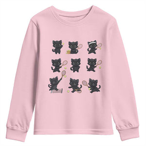 Funny Tennis Game Day Cat Youth Sweatshirt Tennis Player Gift TS12 Light Pink Print Your Wear