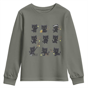 Funny Tennis Game Day Cat Youth Sweatshirt Tennis Player Gift TS12 Military Green Print Your Wear