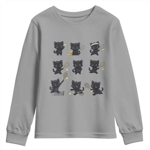 Funny Tennis Game Day Cat Youth Sweatshirt Tennis Player Gift TS12 Sport Gray Print Your Wear