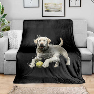 Cute Yellow Labrador Retriever With Tennis Ball Throw Blanket TS12 Print Your Wear
