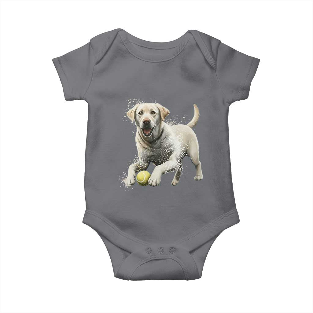 Cute Yellow Labrador Retriever With Tennis Ball Baby Onesie TS12 Charcoal Print Your Wear