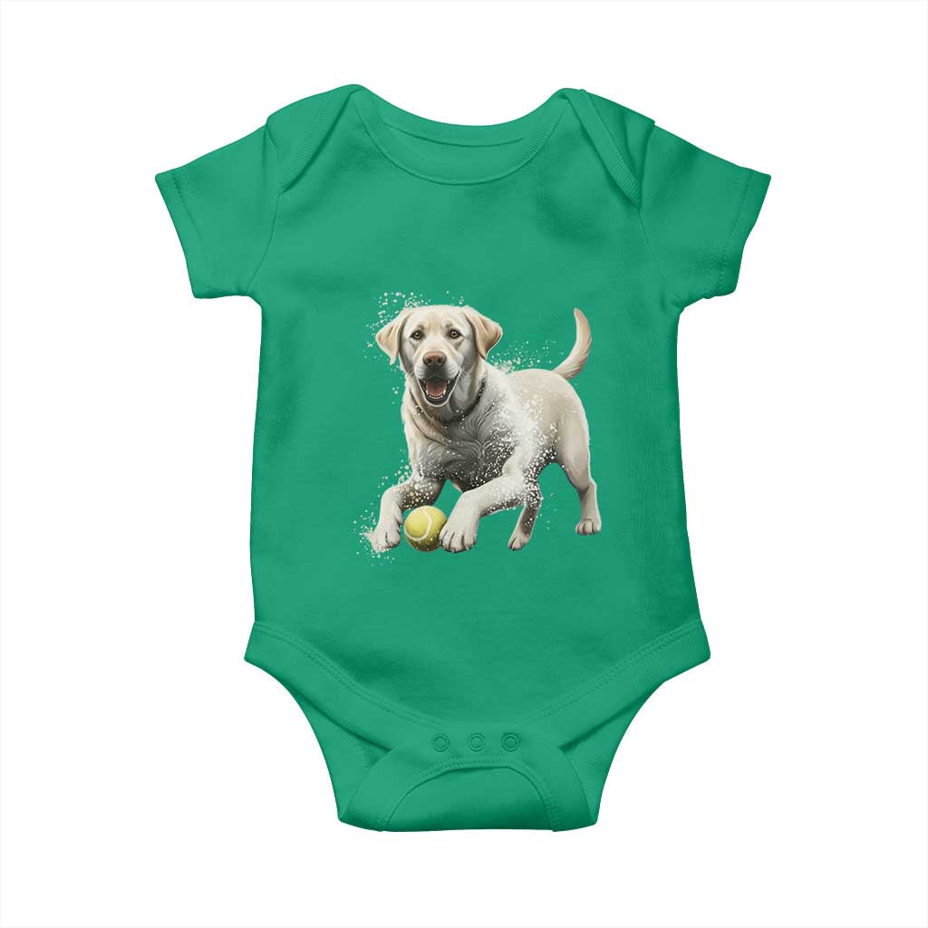 Cute Yellow Labrador Retriever With Tennis Ball Baby Onesie TS12 Irish Green Print Your Wear