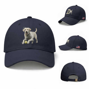 Cute Yellow Labrador Retriever With Tennis Ball Baseball Cap TS12 Baseball Cap Universal Fit Navy Print Your Wear