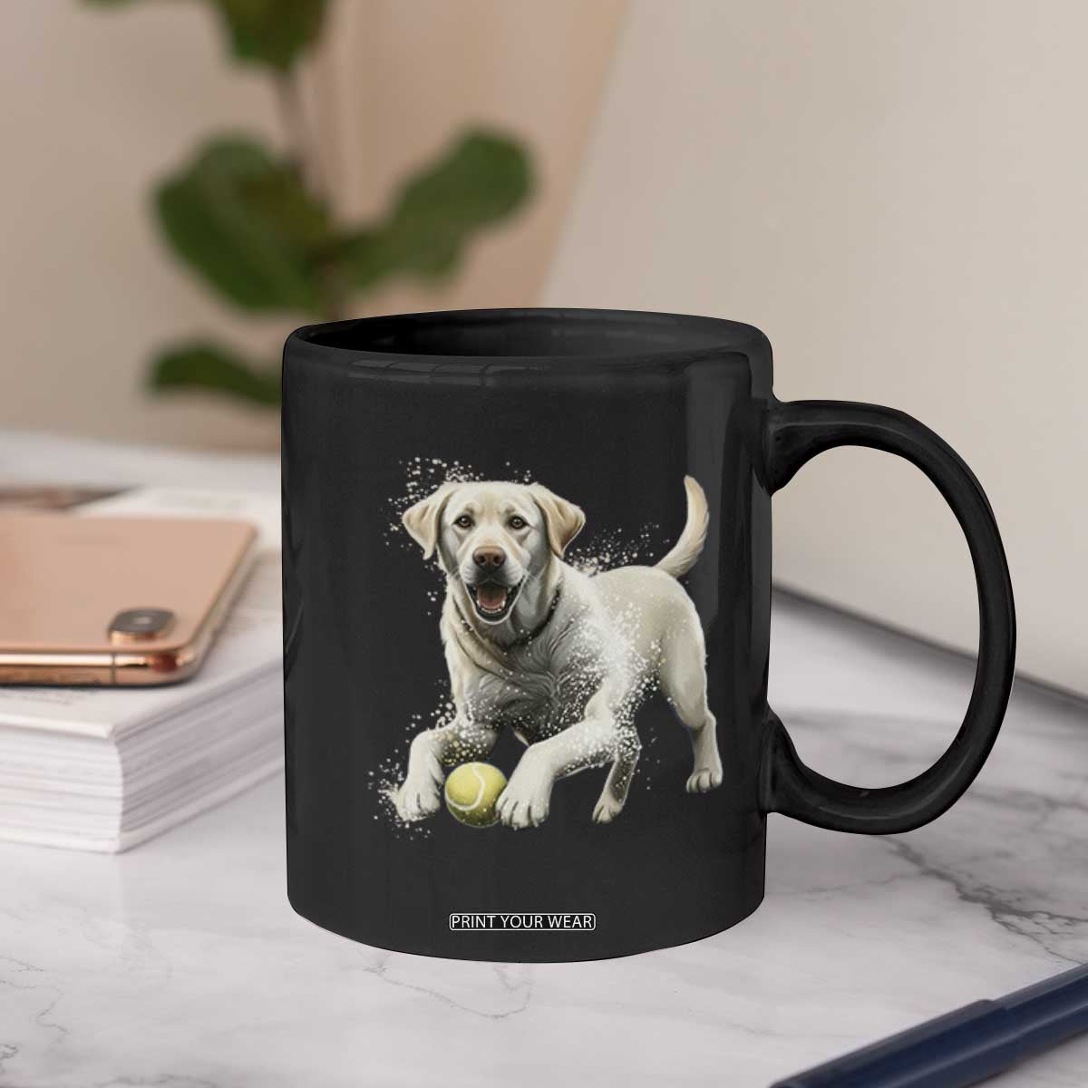 Cute Yellow Labrador Retriever With Tennis Ball Coffee Mug TS12 Print Your Wear