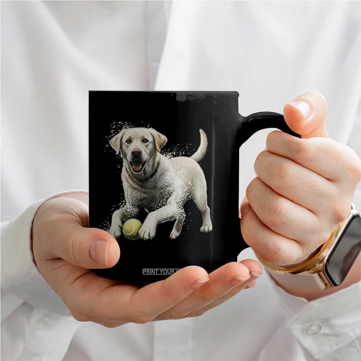Cute Yellow Labrador Retriever With Tennis Ball Coffee Mug TS12 Print Your Wear