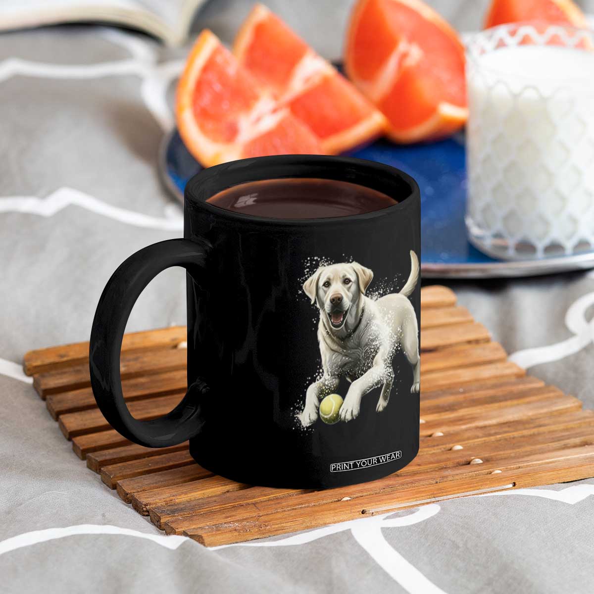 Cute Yellow Labrador Retriever With Tennis Ball Coffee Mug TS12 Print Your Wear