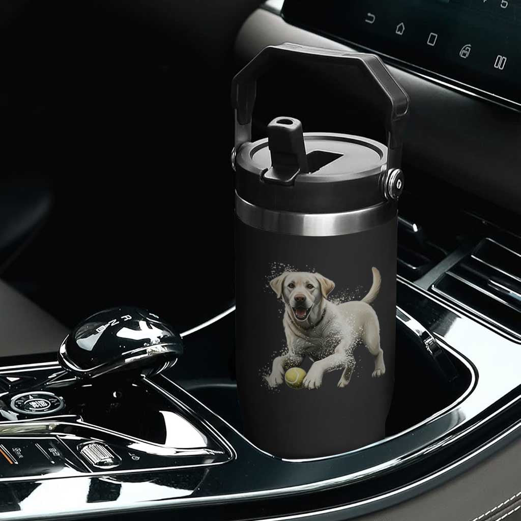 Cute Yellow Labrador Retriever With Tennis Ball Flip Straw Tumbler TS12 Print Your Wear