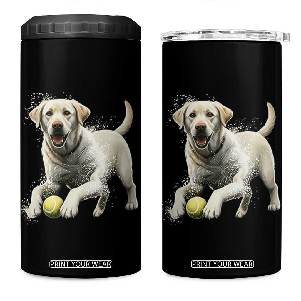 Cute Yellow Labrador Retriever With Tennis Ball 4 in 1 Can Cooler Tumbler TS12 One Size: 16 oz Black Print Your Wear