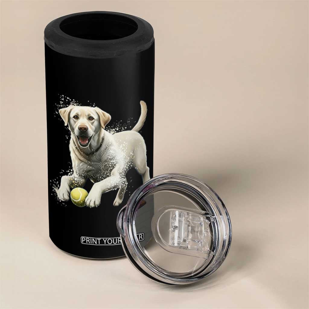 Cute Yellow Labrador Retriever With Tennis Ball 4 in 1 Can Cooler Tumbler TS12 Print Your Wear