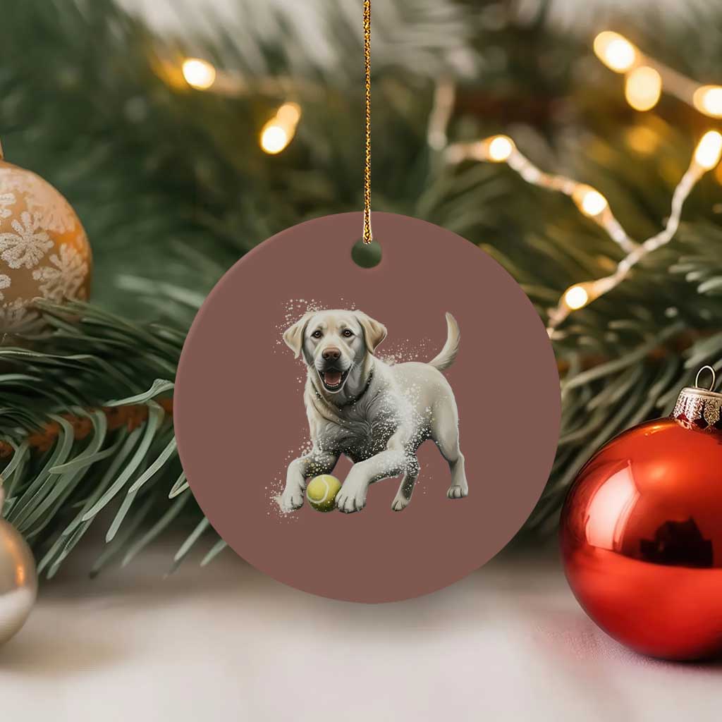 Cute Yellow Labrador Retriever With Tennis Ball Ceramic Ornament TS12 1pc Mocha Print Your Wear