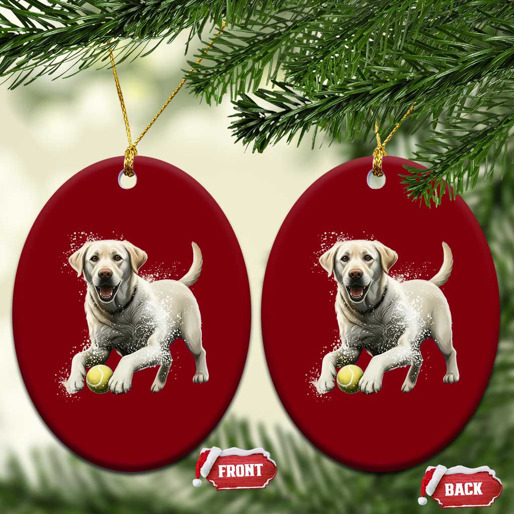 Cute Yellow Labrador Retriever With Tennis Ball Ceramic Ornament TS12 Print Your Wear