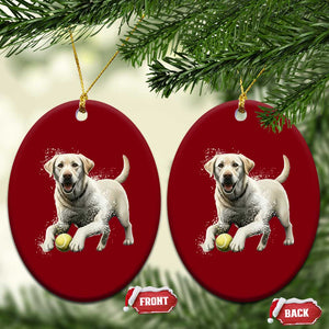 Cute Yellow Labrador Retriever With Tennis Ball Ceramic Ornament TS12 Print Your Wear