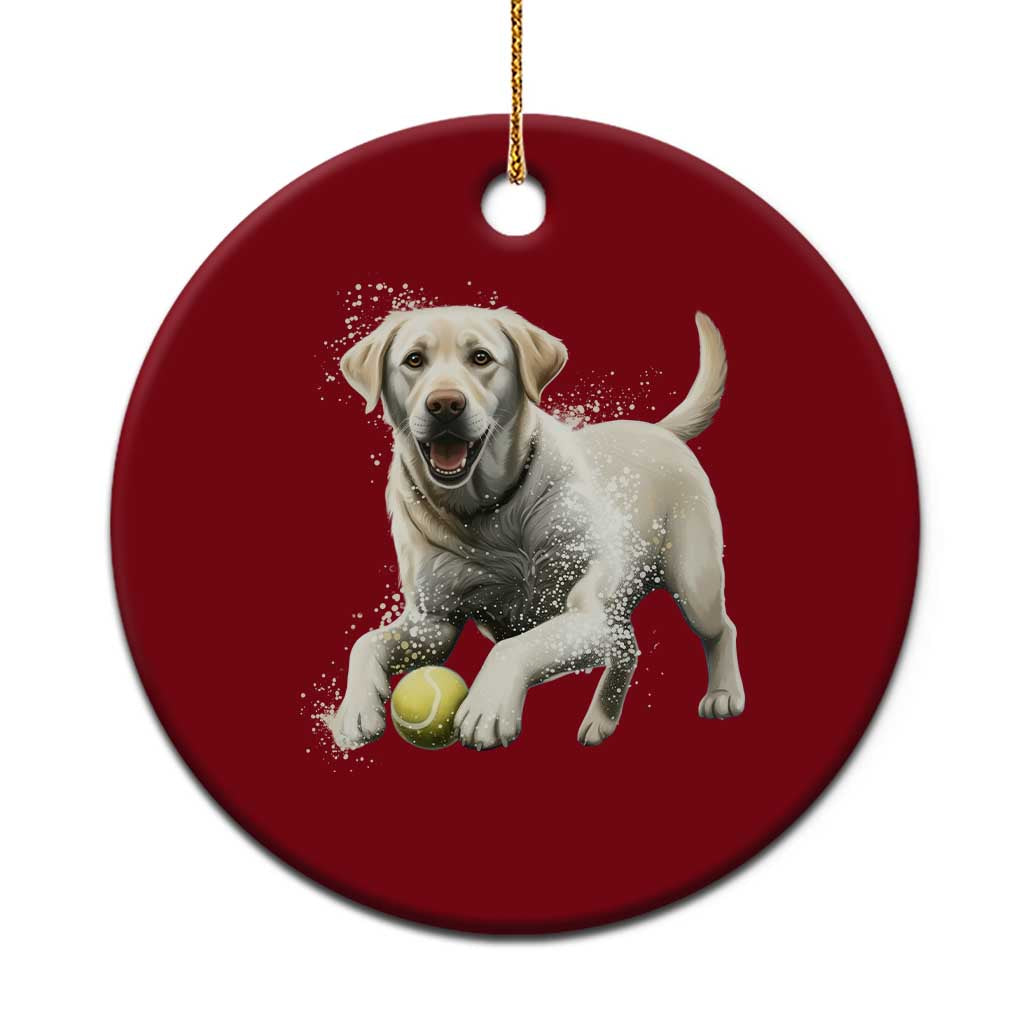 Cute Yellow Labrador Retriever With Tennis Ball Ceramic Ornament TS12 1pc Red Print Your Wear