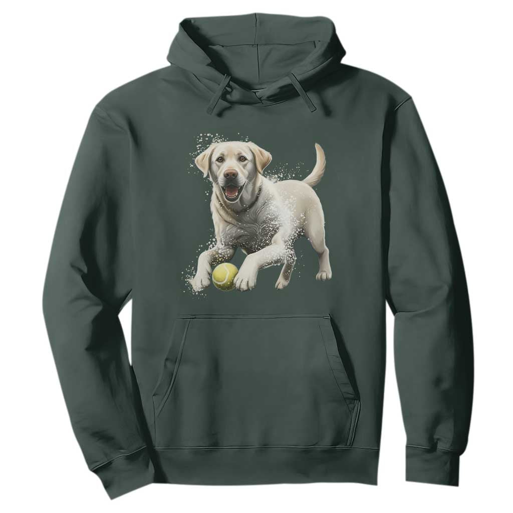 Cute Yellow Labrador Retriever With Tennis Ball Hoodie TS12 Dark Forest Green Print Your Wear