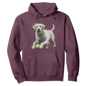 Cute Yellow Labrador Retriever With Tennis Ball Hoodie TS12 Maroon Print Your Wear