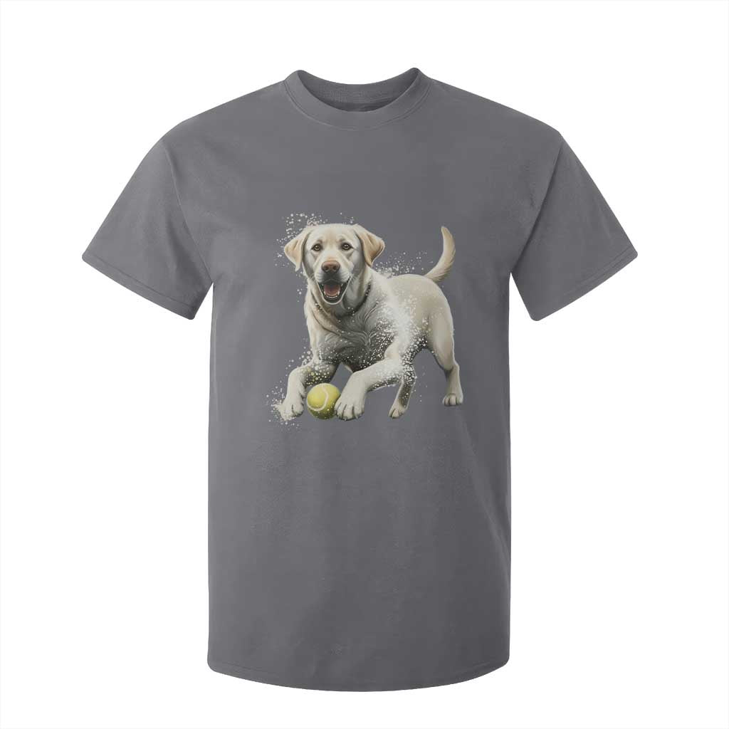 Cute Yellow Labrador Retriever With Tennis Ball T Shirt For Kid TS12 Charcoal Print Your Wear