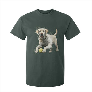 Cute Yellow Labrador Retriever With Tennis Ball T Shirt For Kid TS12 Dark Forest Green Print Your Wear