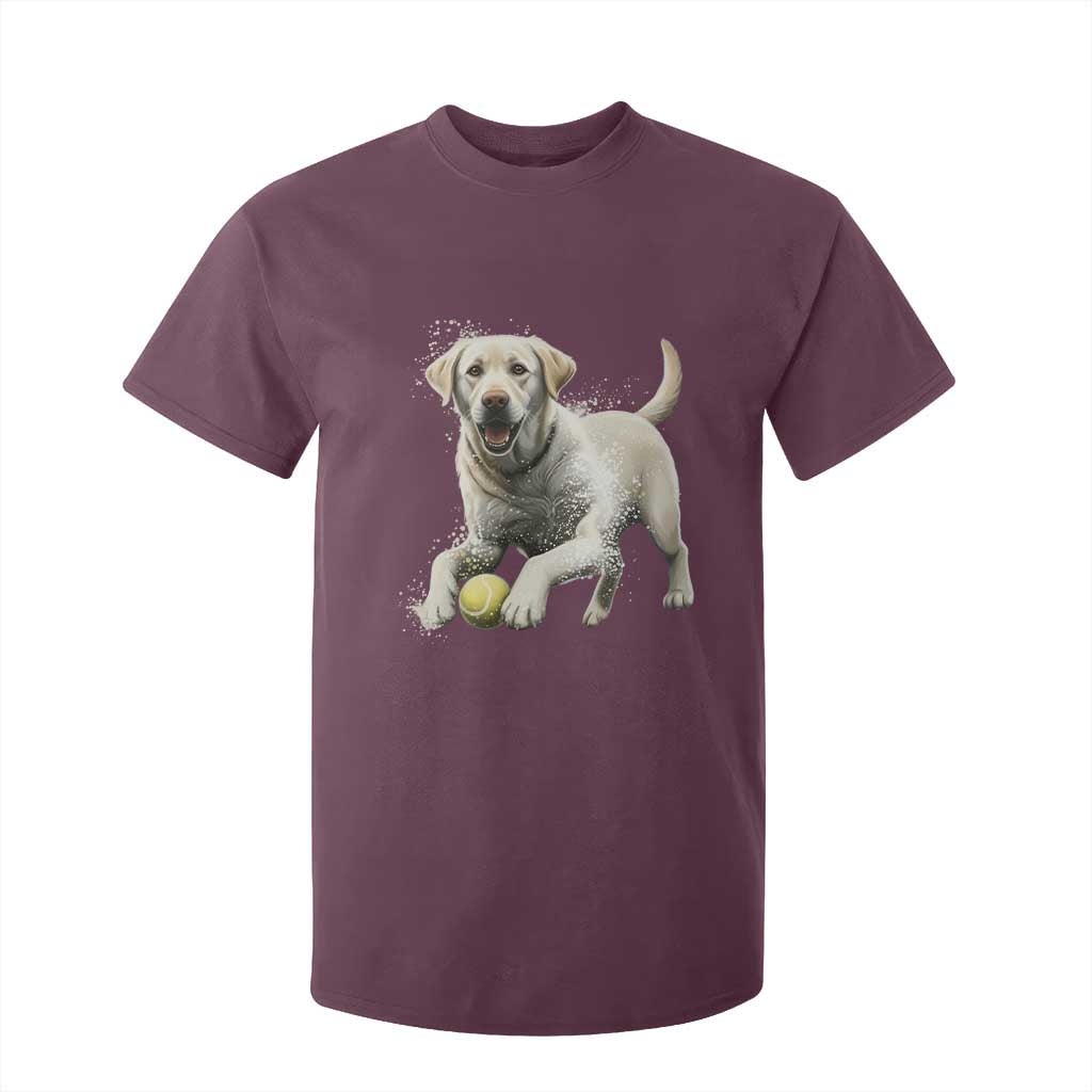 Cute Yellow Labrador Retriever With Tennis Ball T Shirt For Kid TS12 Maroon Print Your Wear