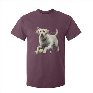 Cute Yellow Labrador Retriever With Tennis Ball T Shirt For Kid TS12 Maroon Print Your Wear