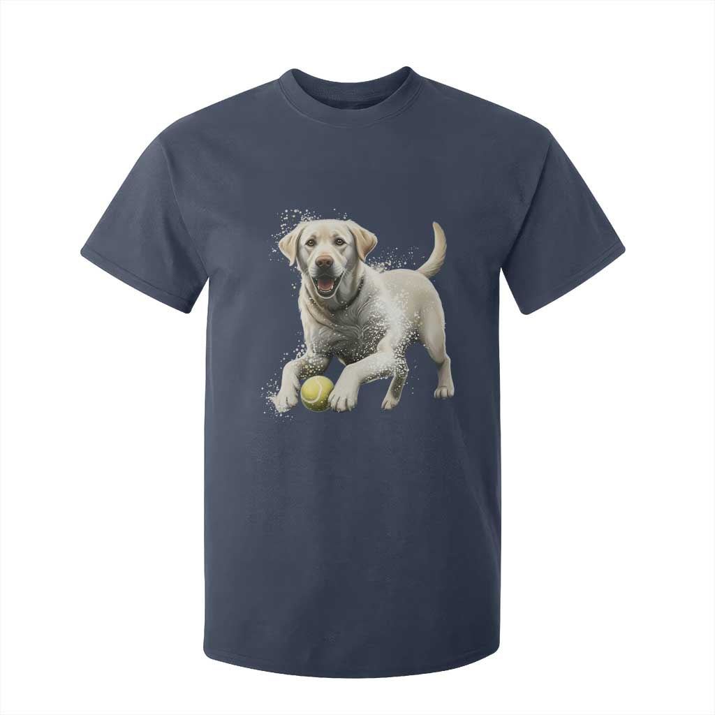 Cute Yellow Labrador Retriever With Tennis Ball T Shirt For Kid TS12 Navy Print Your Wear