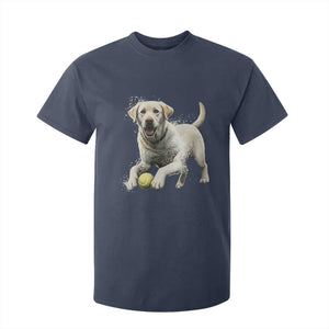 Cute Yellow Labrador Retriever With Tennis Ball T Shirt For Kid TS12 Navy Print Your Wear