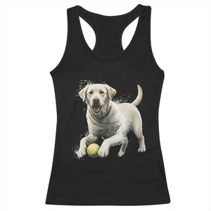Cute Yellow Labrador Retriever With Tennis Ball Racerback Tank Top TS12 Black Print Your Wear