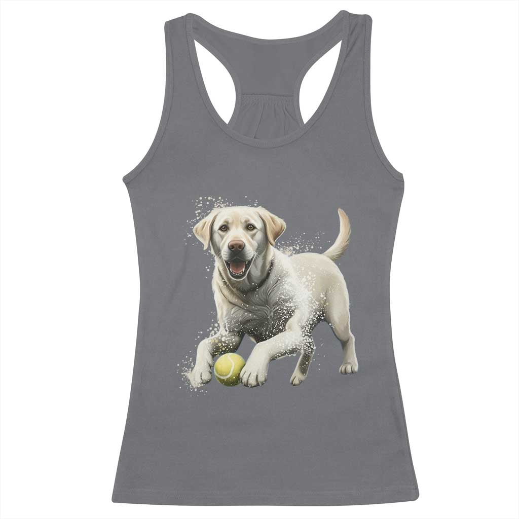 Cute Yellow Labrador Retriever With Tennis Ball Racerback Tank Top TS12 Charcoal Print Your Wear