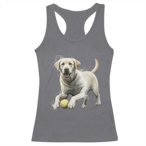 Cute Yellow Labrador Retriever With Tennis Ball Racerback Tank Top TS12 Charcoal Print Your Wear