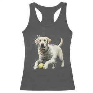 Cute Yellow Labrador Retriever With Tennis Ball Racerback Tank Top TS12 Dark Heather Print Your Wear