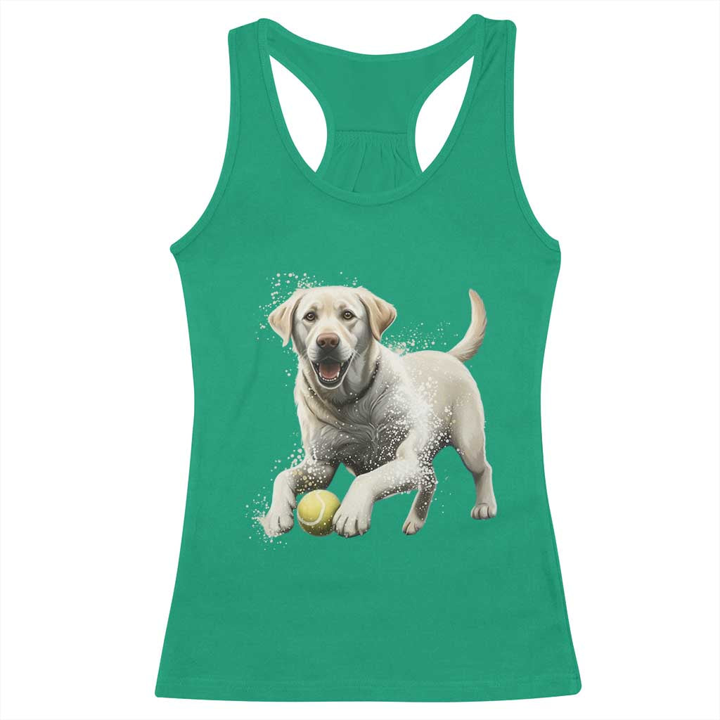 Cute Yellow Labrador Retriever With Tennis Ball Racerback Tank Top TS12 Irish Green Print Your Wear