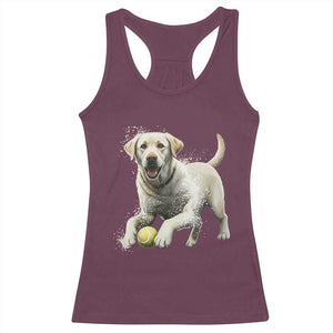 Cute Yellow Labrador Retriever With Tennis Ball Racerback Tank Top TS12 Maroon Print Your Wear